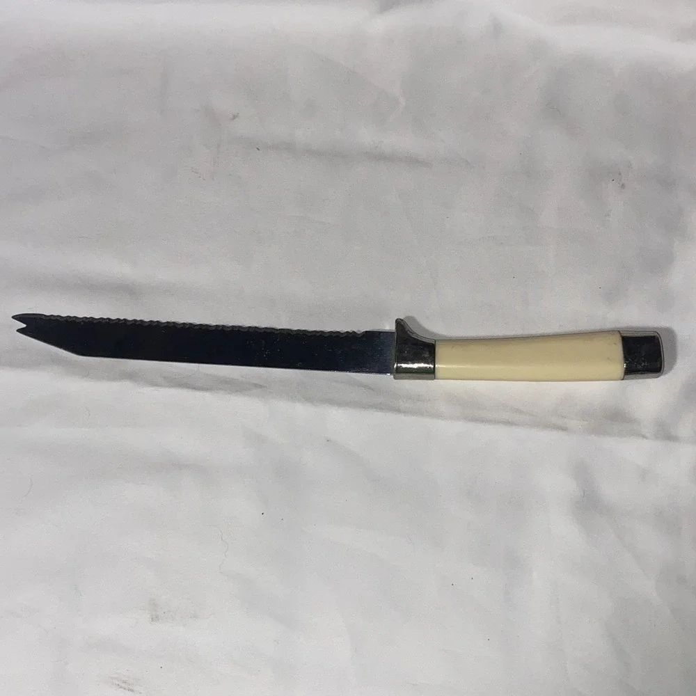 Vintage 1960s Miracle Worker Frozen Food Knife‎ Carved Floral Handle MCM